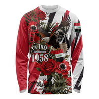 Iraq Revolution Soaring Eagle Long Sleeve Shirt Iraqi Flag Red Roses Floral Design