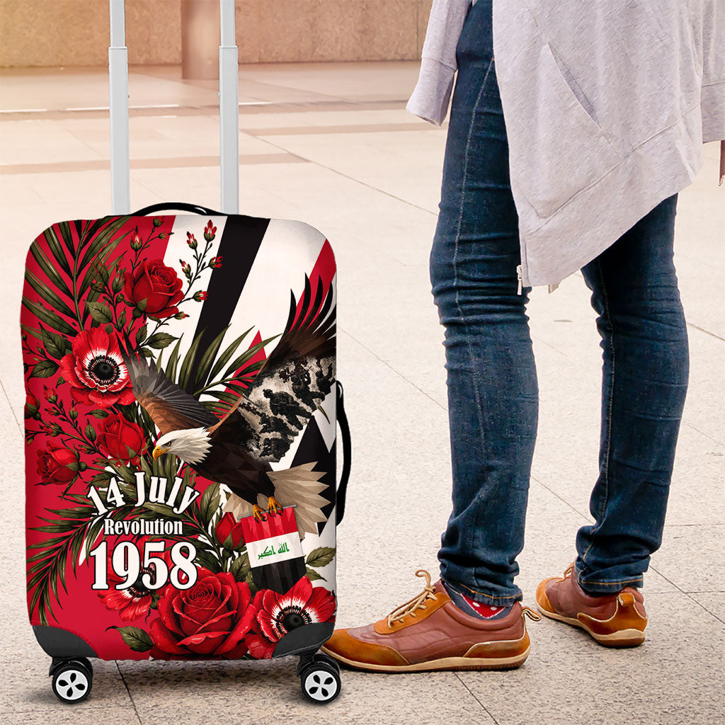 Iraq Revolution Soaring Eagle Luggage Cover Iraqi Flag Red Roses Floral Design