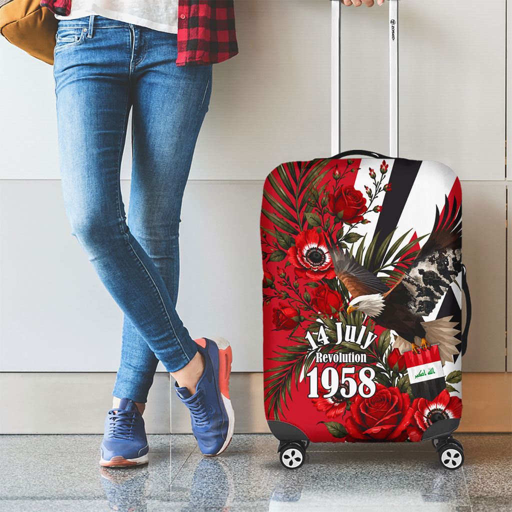 Iraq Revolution Soaring Eagle Luggage Cover Iraqi Flag Red Roses Floral Design