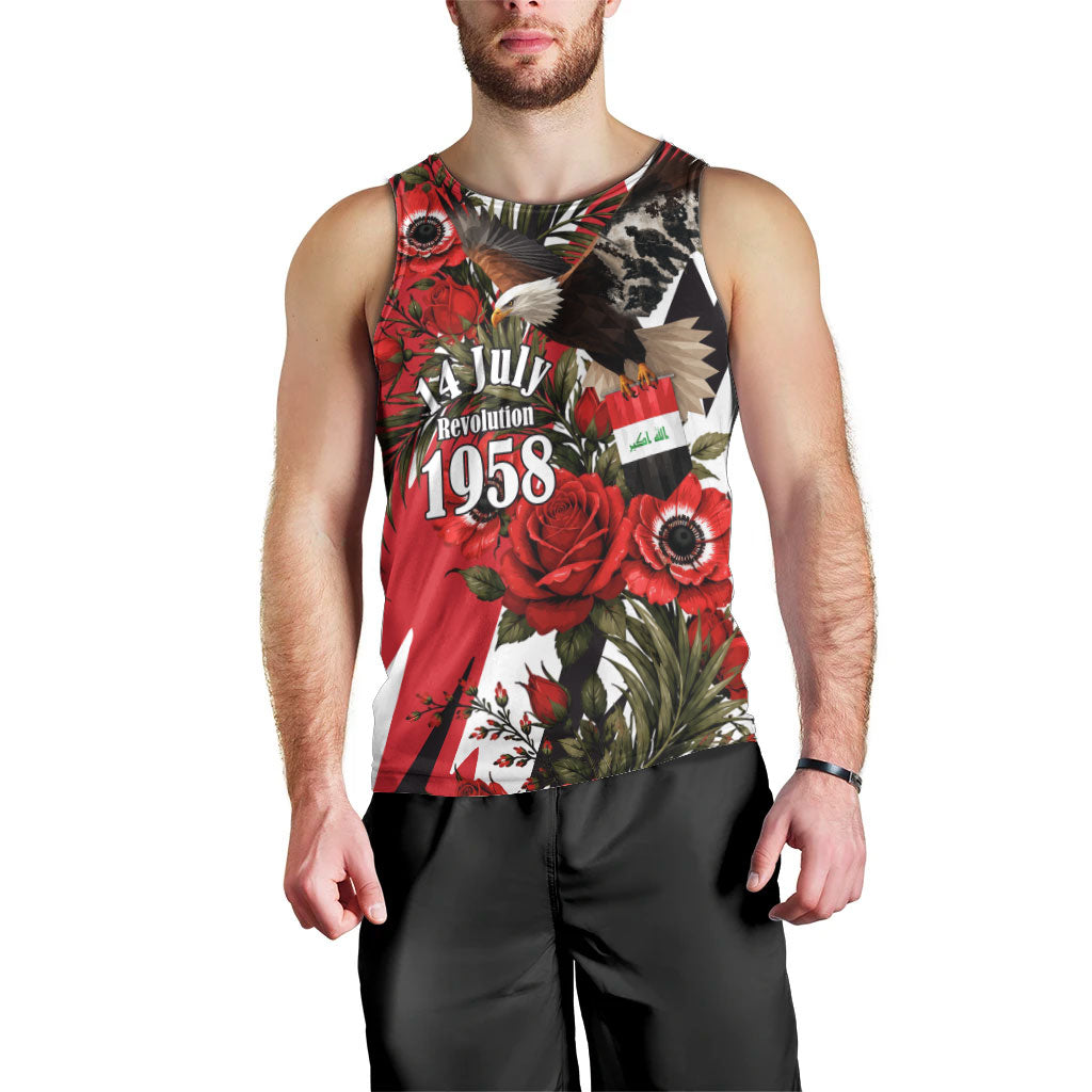 Iraq Revolution Soaring Eagle Men Tank Top Iraqi Flag Red Roses Floral Design