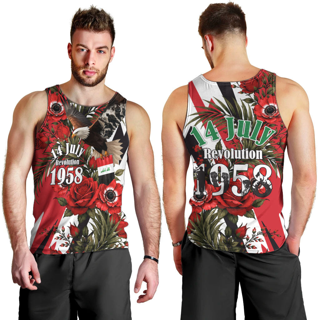 Iraq Revolution Soaring Eagle Men Tank Top Iraqi Flag Red Roses Floral Design