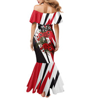 Iraq Revolution Soaring Eagle Mermaid Dress Iraqi Flag Red Roses Floral Design