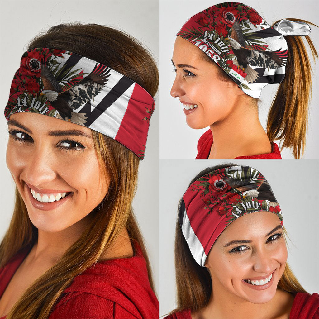 Iraq Revolution Soaring Eagle Neck Gaiter Iraqi Flag Red Roses Floral Design