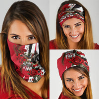 Iraq Revolution Soaring Eagle Neck Gaiter Iraqi Flag Red Roses Floral Design
