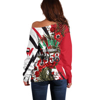 Iraq Revolution Soaring Eagle Off Shoulder Sweater Iraqi Flag Red Roses Floral Design