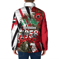 Iraq Revolution Soaring Eagle Padded Jacket Iraqi Flag Red Roses Floral Design