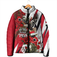 Iraq Revolution Soaring Eagle Padded Jacket Iraqi Flag Red Roses Floral Design