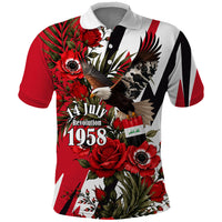 Iraq Revolution Soaring Eagle Polo Shirt Iraqi Flag Red Roses Floral Design
