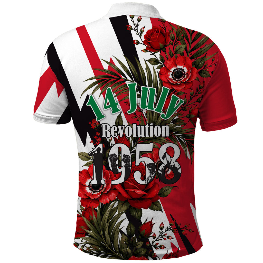 Iraq Revolution Soaring Eagle Polo Shirt Iraqi Flag Red Roses Floral Design