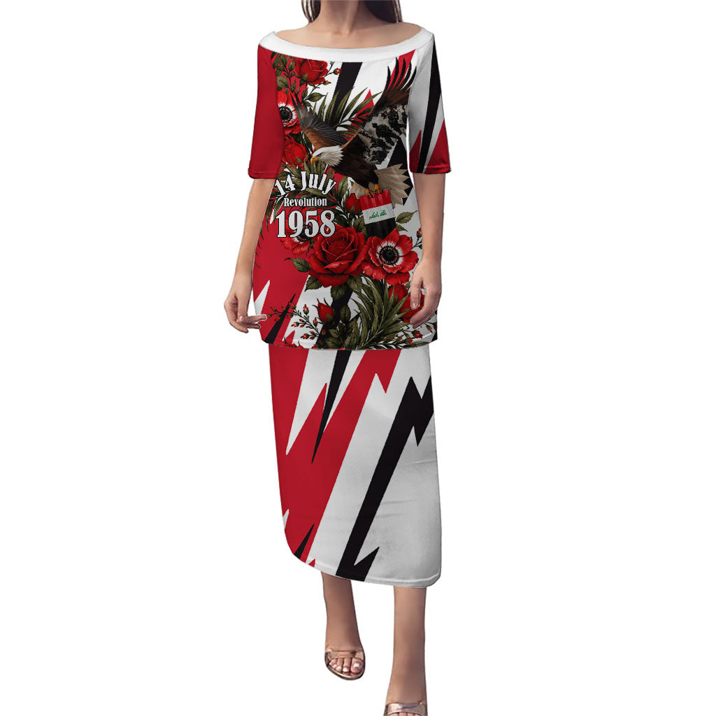 Iraq Revolution Soaring Eagle Puletasi Iraqi Flag Red Roses Floral Design