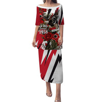 Iraq Revolution Soaring Eagle Puletasi Iraqi Flag Red Roses Floral Design