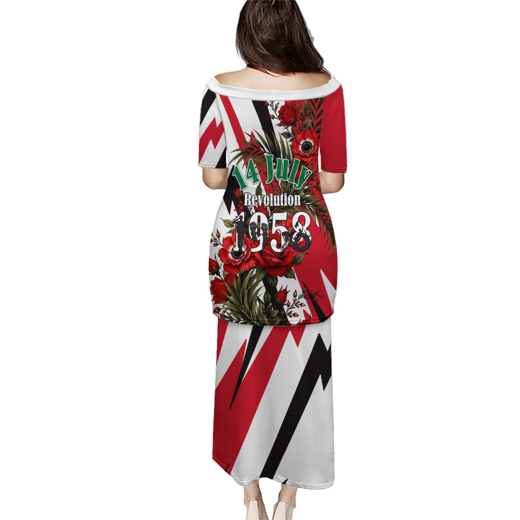 Iraq Revolution Soaring Eagle Puletasi Iraqi Flag Red Roses Floral Design