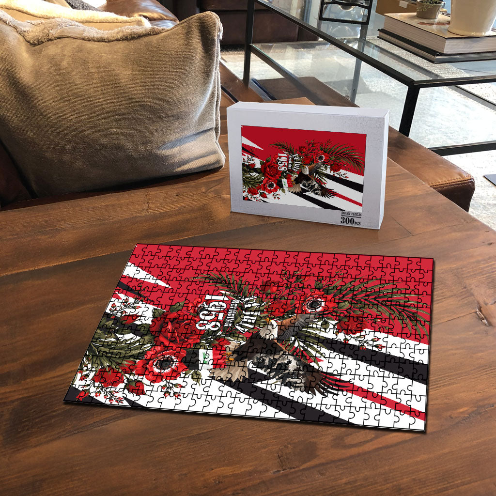Iraq Revolution Soaring Eagle Puzzle Iraqi Flag Red Roses Floral Design
