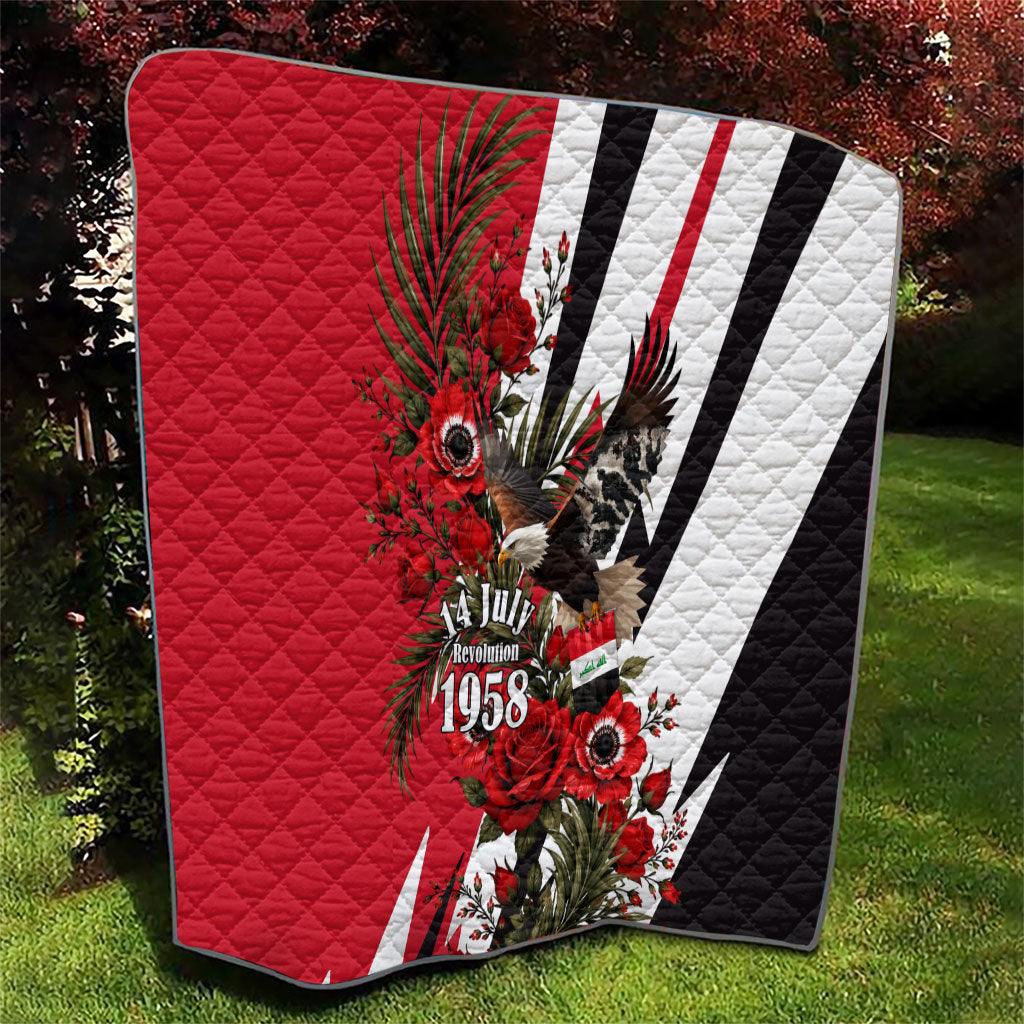 Iraq Revolution Soaring Eagle Quilt Iraqi Flag Red Roses Floral Design
