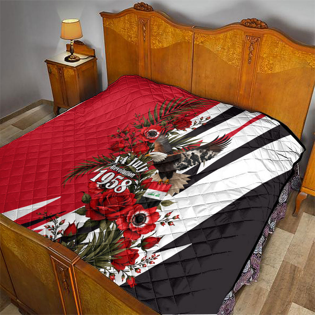 Iraq Revolution Soaring Eagle Quilt Iraqi Flag Red Roses Floral Design