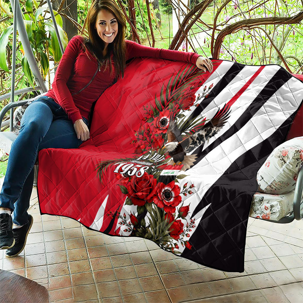 Iraq Revolution Soaring Eagle Quilt Iraqi Flag Red Roses Floral Design