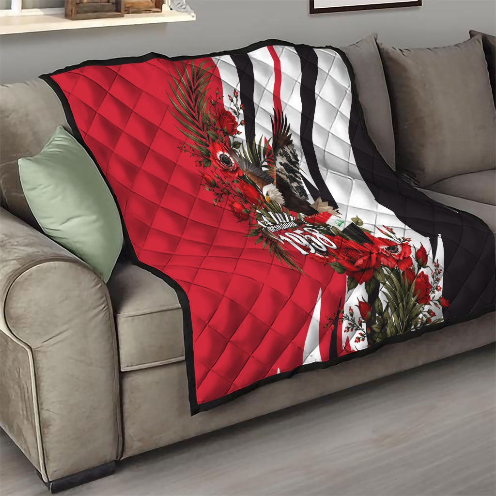Iraq Revolution Soaring Eagle Quilt Iraqi Flag Red Roses Floral Design
