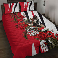 Iraq Revolution Soaring Eagle Quilt Bed Set Iraqi Flag Red Roses Floral Design
