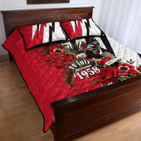 Iraq Revolution Soaring Eagle Quilt Bed Set Iraqi Flag Red Roses Floral Design