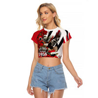 Iraq Revolution Soaring Eagle Raglan Cropped T Shirt Iraqi Flag Red Roses Floral Design