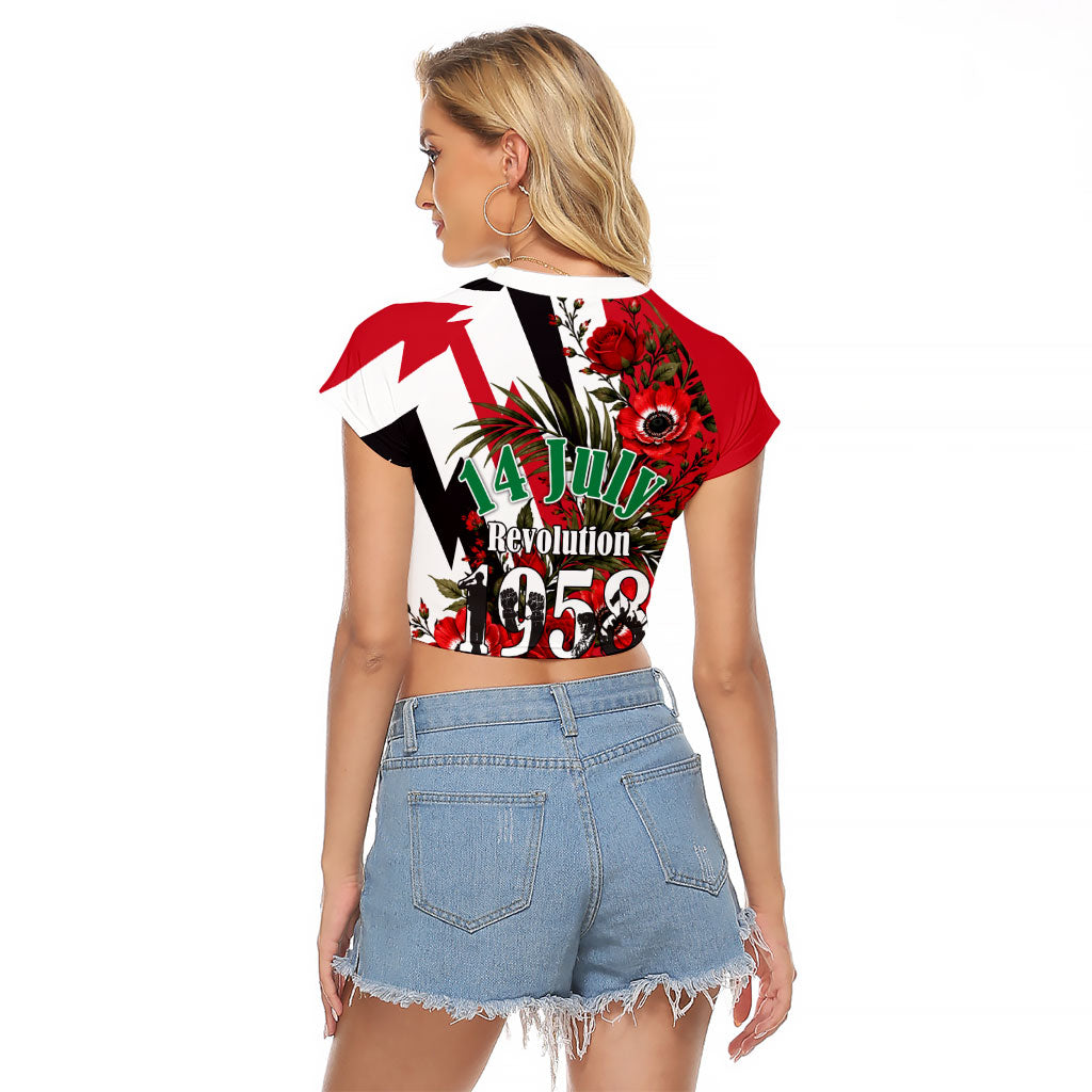 Iraq Revolution Soaring Eagle Raglan Cropped T Shirt Iraqi Flag Red Roses Floral Design