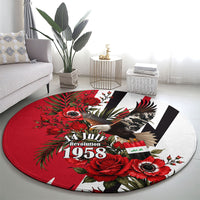 Iraq Revolution Soaring Eagle Round Carpet Iraqi Flag Red Roses Floral Design