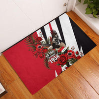 Iraq Revolution Soaring Eagle Rubber Doormat Iraqi Flag Red Roses Floral Design
