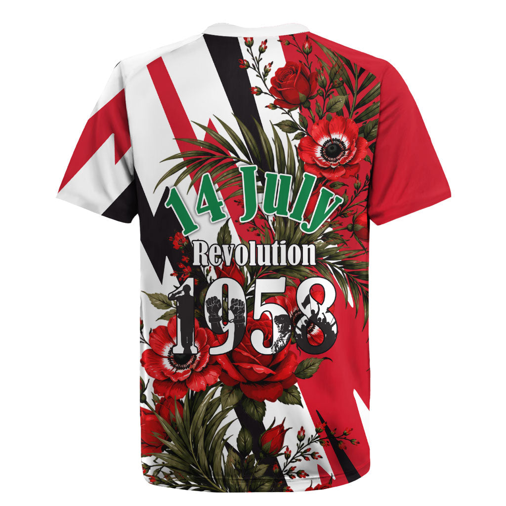 Iraq Revolution Soaring Eagle Rugby Jersey Iraqi Flag Red Roses Floral Design