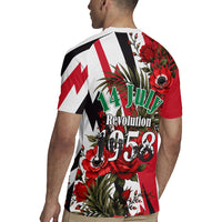 Iraq Revolution Soaring Eagle Rugby Jersey Iraqi Flag Red Roses Floral Design