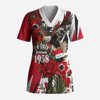 Iraq Revolution Soaring Eagle Scrub Top Iraqi Flag Red Roses Floral Design