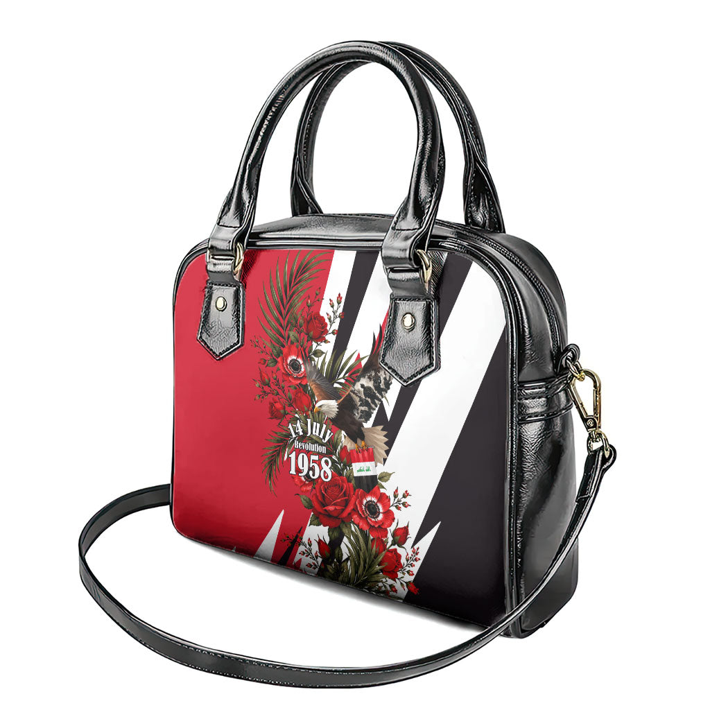 Iraq Revolution Soaring Eagle Shoulder Handbag Iraqi Flag Red Roses Floral Design