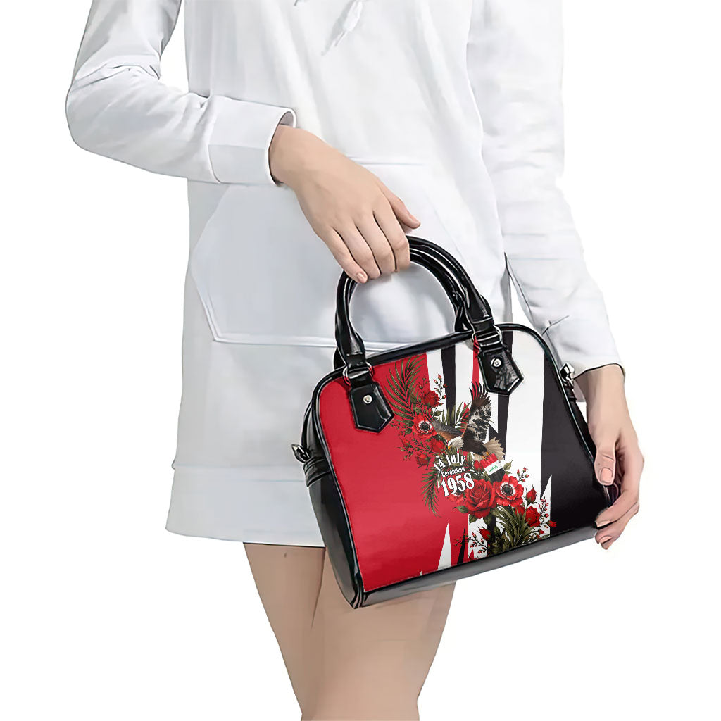 Iraq Revolution Soaring Eagle Shoulder Handbag Iraqi Flag Red Roses Floral Design