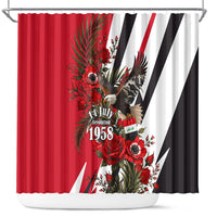 Iraq Revolution Soaring Eagle Shower Curtain Iraqi Flag Red Roses Floral Design
