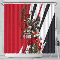 Iraq Revolution Soaring Eagle Shower Curtain Iraqi Flag Red Roses Floral Design