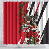 Iraq Revolution Soaring Eagle Shower Curtain Iraqi Flag Red Roses Floral Design