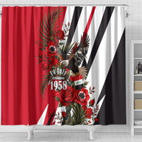 Iraq Revolution Soaring Eagle Shower Curtain Iraqi Flag Red Roses Floral Design