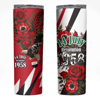 Iraq Revolution Soaring Eagle Skinny Tumbler Iraqi Flag Red Roses Floral Design