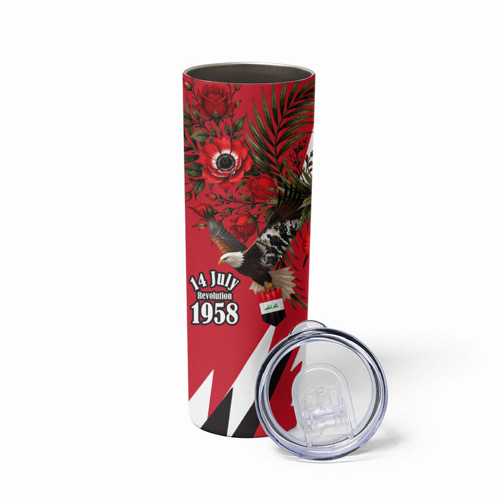 Iraq Revolution Soaring Eagle Skinny Tumbler Iraqi Flag Red Roses Floral Design
