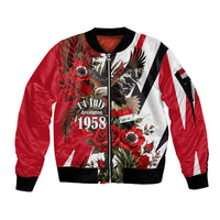 Iraq Revolution Soaring Eagle Sleeve Zip Bomber Jacket Iraqi Flag Red Roses Floral Design