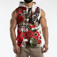 Iraq Revolution Soaring Eagle Sleeveless Hoodie Iraqi Flag Red Roses Floral Design