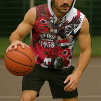 Iraq Revolution Soaring Eagle Sleeveless Zip Hoodie Iraqi Flag Red Roses Floral Design