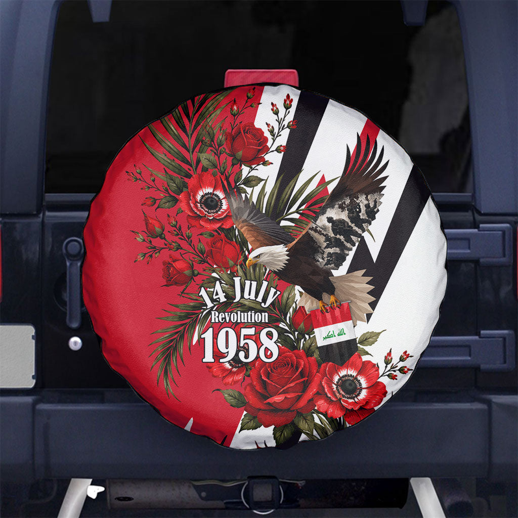 Iraq Revolution Soaring Eagle Spare Tire Cover Iraqi Flag Red Roses Floral Design