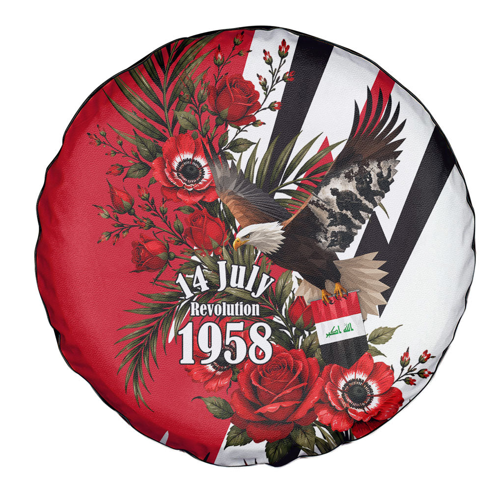 Iraq Revolution Soaring Eagle Spare Tire Cover Iraqi Flag Red Roses Floral Design