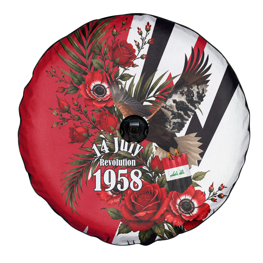 Iraq Revolution Soaring Eagle Spare Tire Cover Iraqi Flag Red Roses Floral Design