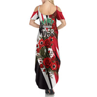 Iraq Revolution Soaring Eagle Summer Maxi Dress Iraqi Flag Red Roses Floral Design