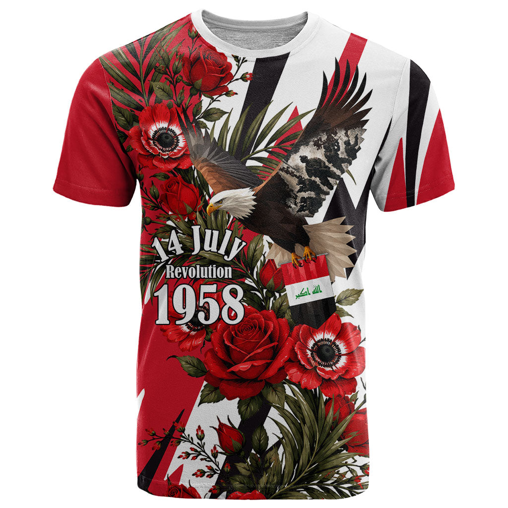 Iraq Revolution Soaring Eagle T Shirt Iraqi Flag Red Roses Floral Design