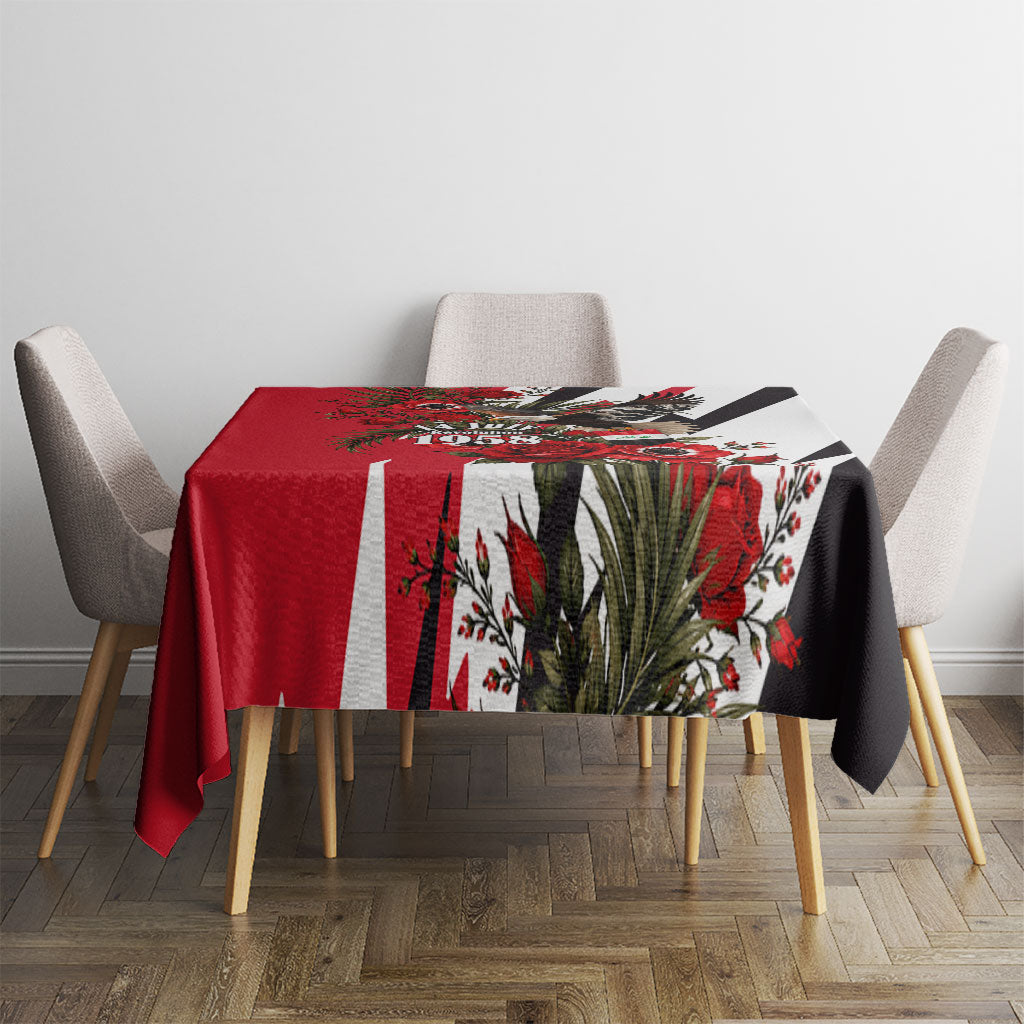 Iraq Revolution Soaring Eagle Tablecloth Iraqi Flag Red Roses Floral Design