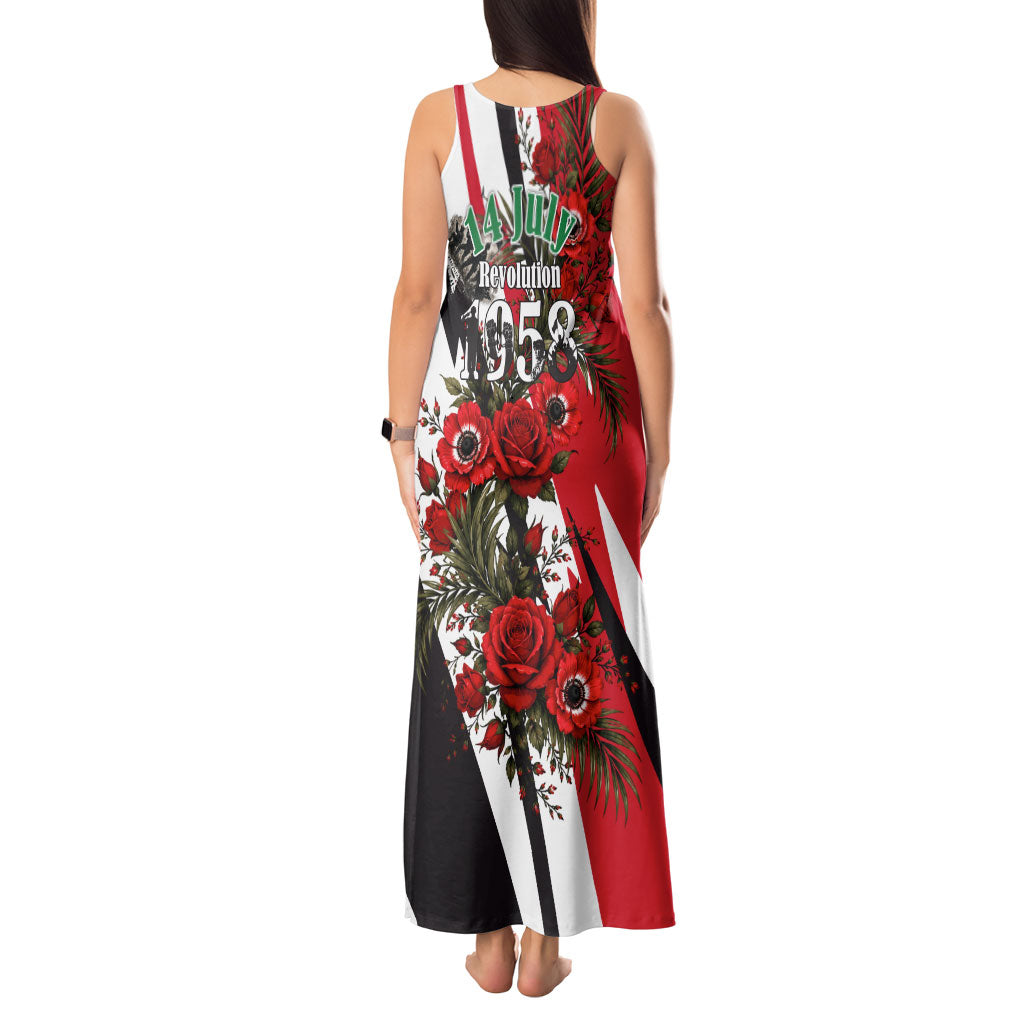 Iraq Revolution Soaring Eagle Tank Maxi Dress Iraqi Flag Red Roses Floral Design