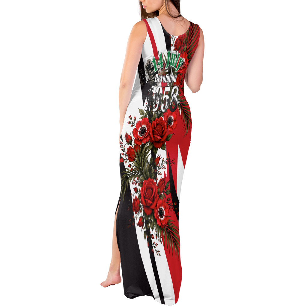 Iraq Revolution Soaring Eagle Tank Maxi Dress Iraqi Flag Red Roses Floral Design