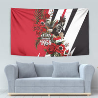 Iraq Revolution Soaring Eagle Tapestry Iraqi Flag Red Roses Floral Design
